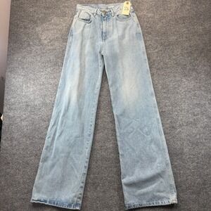 RODEBJER Richmond Jeans Women 27 Blue Denim Light Wash Faded Wide Leg Streetwear